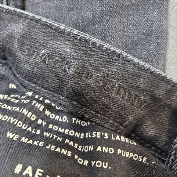 American Eagle Ne(x)t Level Flex Stacked Skinny Jean Black Size 26x28 - Picture 6 of 9